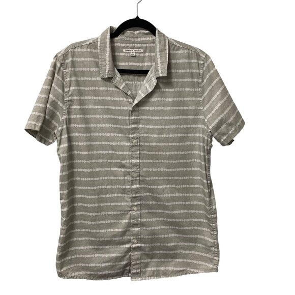 THREADS 4 THOUGHT BUTTON UP SHIRT LIGHTWEIGHT STRIPED MENS M 100% ORGANIC COTTON - Picture 1 of 6